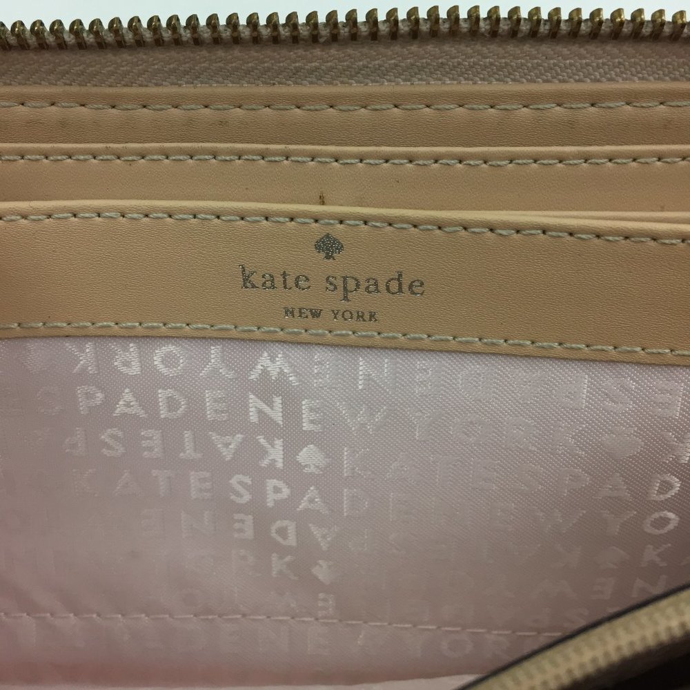 KATE SPADE New York Rose Gold Logo 100% Genuine Cow Leather Zip Around Wallet - Picture 6 of 10